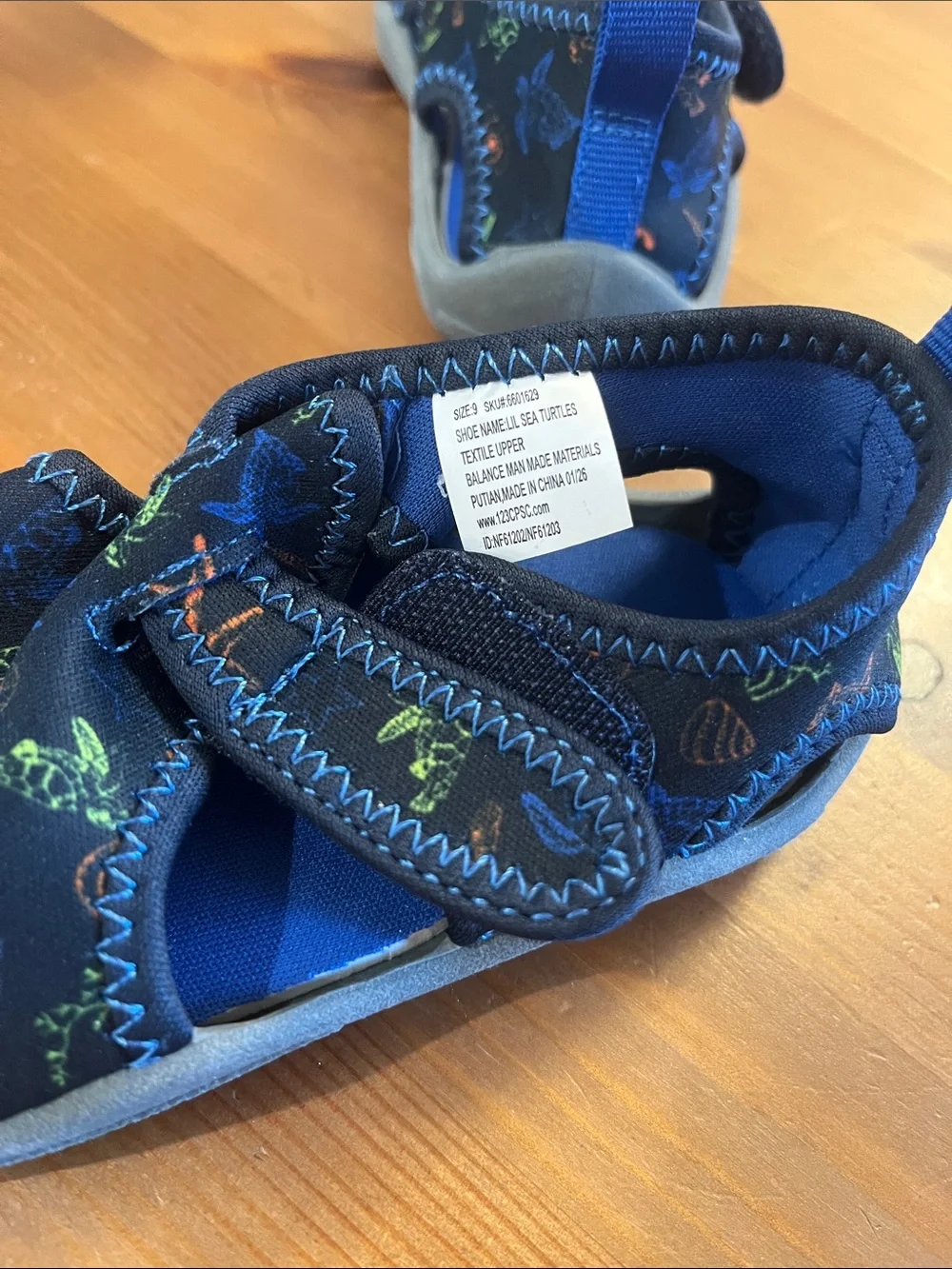 Kids Navy Blue Water Shoes with Sea Creature Print